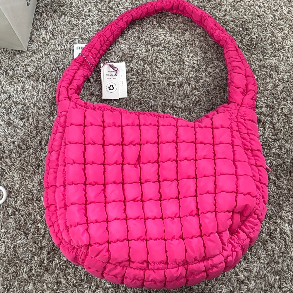 Bright Pink Quilted Shoulder Bag